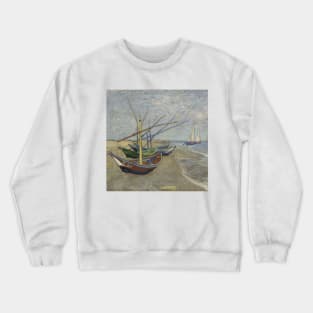 Vincent Van Gogh- Fishing boats on the Beach at Saintes-Maries Crewneck Sweatshirt